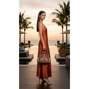 Vintage Beaded Elephant Statement Bag | Detachable Chain | Resort Glam